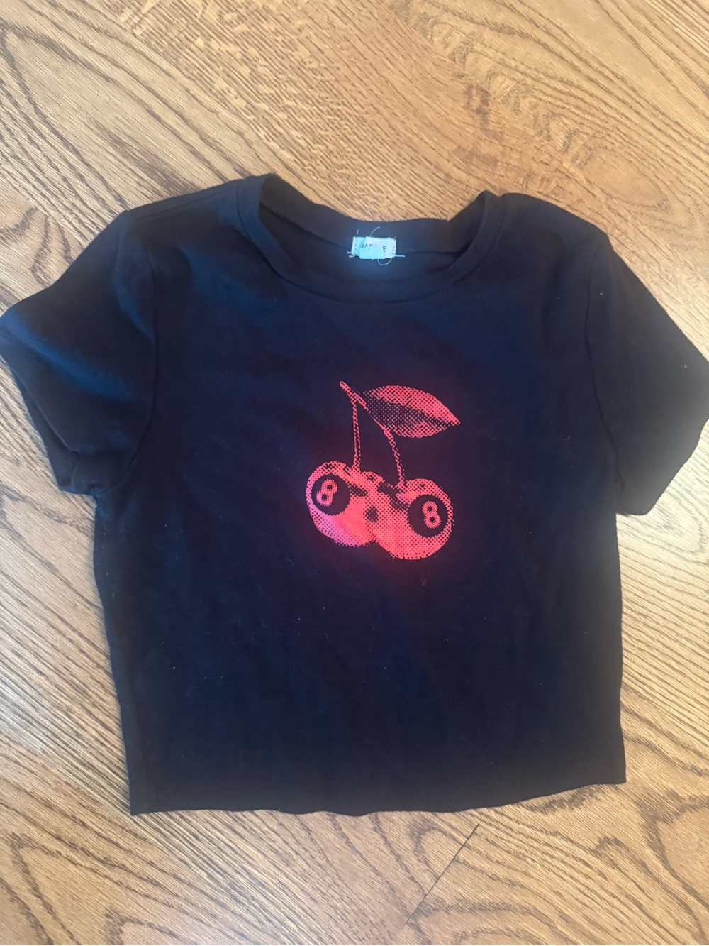 Garage Black Short Sleeve Tee with Red Cherry Graphic